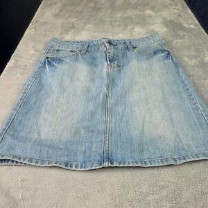 Women's Kali Denim Jean Skirt, Mid Length Light Wash Rear Slit Size‎ 9